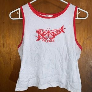 Orange Kiss “Be Free” butterfly cropped tank